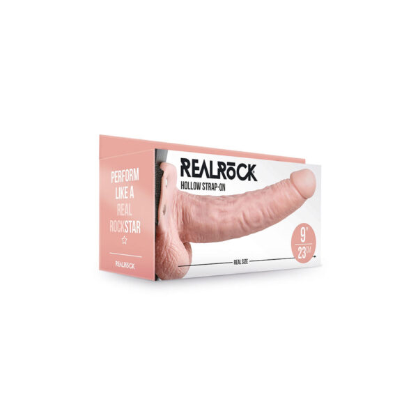 8714273533739 Realrock Hollow Strap-On With Balls 9" Flesh