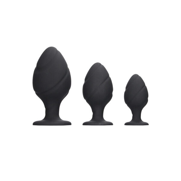 8714273925664 2 Ouch! Swirled Butt Plug Set Black