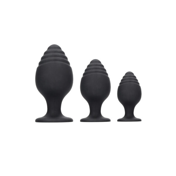 8714273925671 2 Ouch! Rippled Butt Plug Set Black