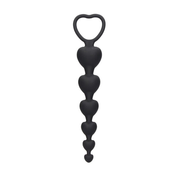 8714273925817 2 Ouch! Anal Heart Beads Black