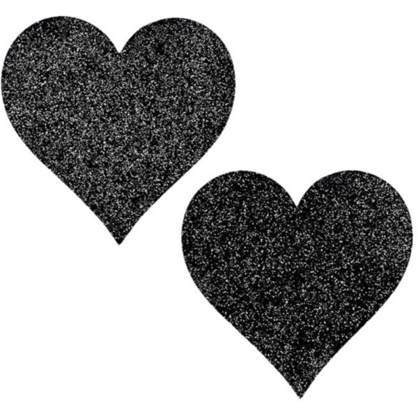 8932130101185 Heart Shaped Glitter Pasties Black O/S