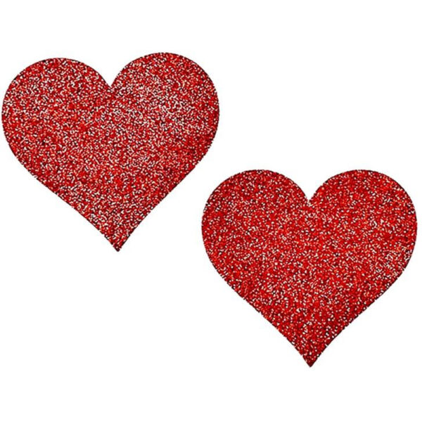 8932130201182 Heart Shaped Glitter Pasties Red O/S